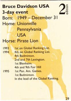1995 Collect-A-Card Equestrian #29 Bruce Davidson / Pirate Lion Back